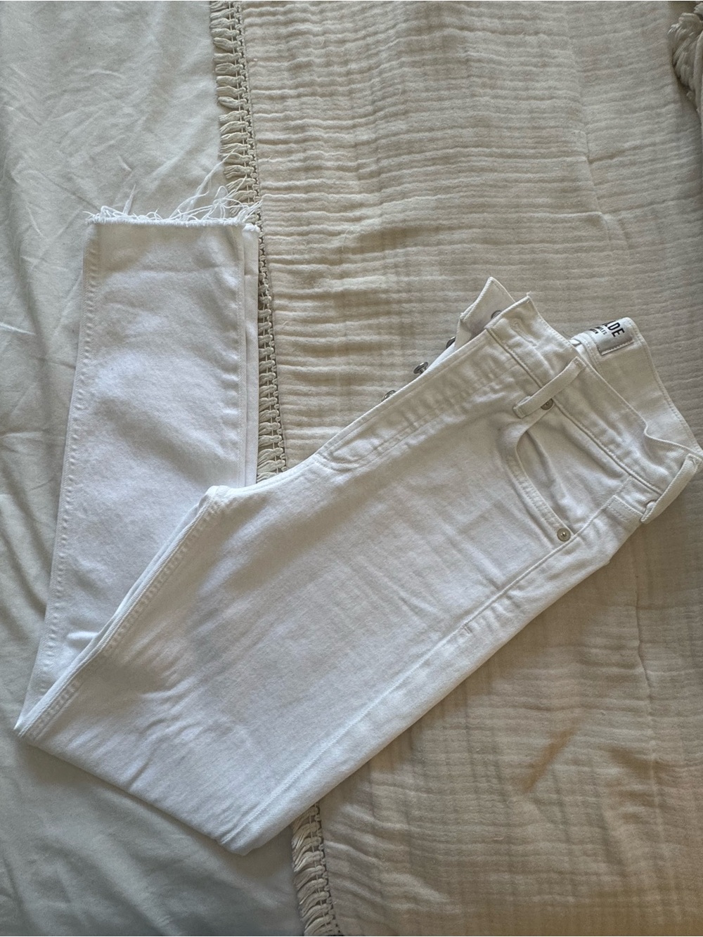 AGOLDE Nico High Rise Slim Fit White Ankle Crop Jeans